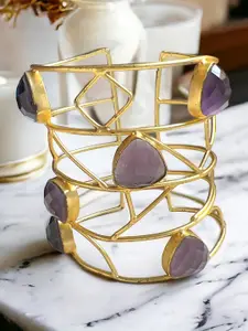 XAGO Women Brass Handcrafted Gold-Plated Cuff Bracelet