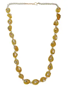 XAGO Gold-Plated Brass Crystal-Studded & Beaded Necklace
