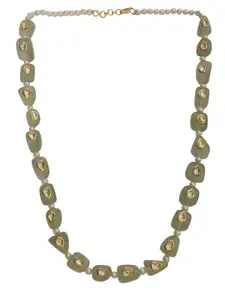 XAGO Gold-Plated Crystals Studded & Pearls Beaded Necklace