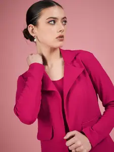 DressBerry Pink Notched Lapel Long Sleeves Regular Fit Blazers