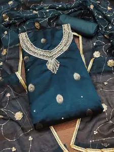 KALINI Ethnic Motifs Organza Unstitched Dress Material