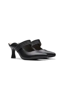 Clarks Pointed Toe Leather Block Heels