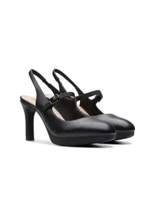 Clarks Leather Slim Heeled Pumps with Buckles