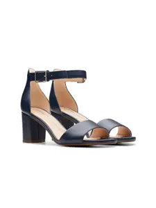 Clarks Leather Block Sandals with Buckles