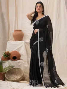 Angoshobha Floral Woven Design Pure Linen Jamdani Saree