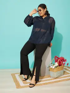 QUIERO MAS Plus Size Sheer Casual Shirt