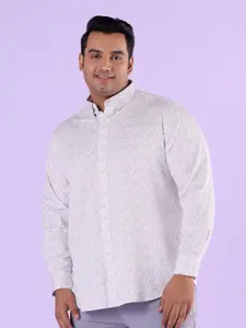 BIG HELLO Plus Size Printed Twill Cotton Casual Shirt