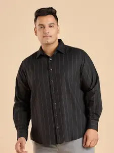 BIG HELLO Plus Size Striped Cotton Casual Shirt