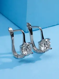 Peora Silver-Plated Cubic Zirconia Studded Contemporary Studs Earrings