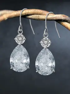 Peora Silver-Plated Cubic Zirconia Contemporary Drop Earrings