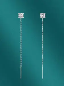 Peora Silver-Plated Cubic Zirconia Contemporary Drop Earrings