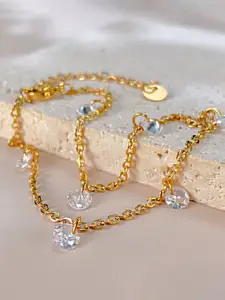 Peora Gold-Plated Beaded Anklet