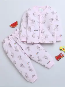 BUMZEE Infant Girls Conversational Printed Pure Cotton Night Suit