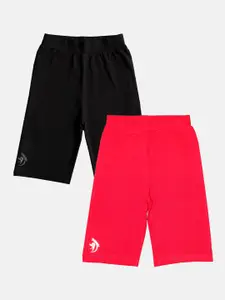 KiddoPanti Girls Pack Of 2 Mid Rise Cycling Sports Shorts