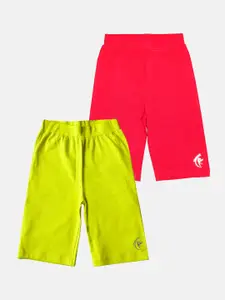 KiddoPanti Girls Pack Of 2 Mid Rise Cycling Sports Shorts