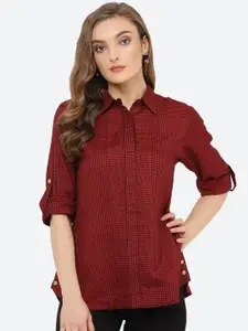 Indietoga Classic Checked Roll-Up Sleeves Casual Shirt