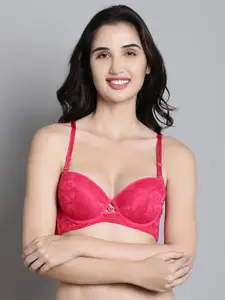 MAKCLAN Floral Medium Coverage Anti Odour Lightly Padded Push-Up Bra With All Day Comfort