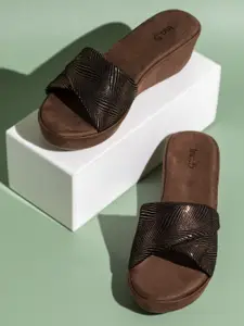 Inc 5 Textured Open Toe Wedge Heels