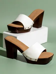 Inc 5 Textured Open Toe Block Heels