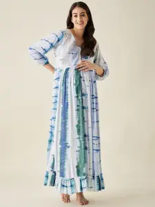 The Kaftan Company Tie-Dye Printed Maternity Maxi Night Dress