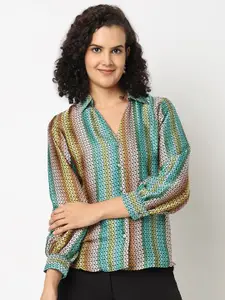 NOT SO PINK Premium Geometric Printed Satin Casual Shirt