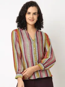 NOT SO PINK Premium Geometric Printed Satin Casual Shirt