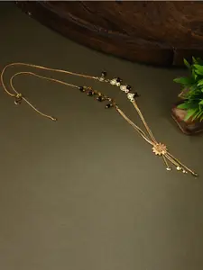 AanyaCentric Gold-Plated Beaded Mangalsutra With Earrings