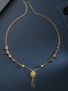AanyaCentric Gold-Plated Beaded Mangalsutra & Earring Set