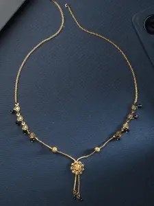 AanyaCentric Gold-Plated Mangalsutra with Pendant & Earrings Set