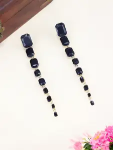 PRIVIU Crystals Studded Geometric Drop Earrings