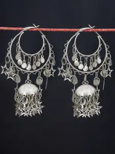 PRIVIU Silver-Plated Contemporary Oxidised Jhumkas