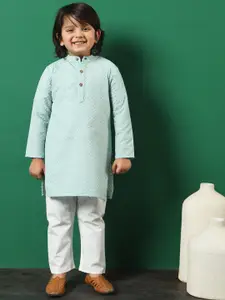 Readiprint Infant Boys Floral Embroidered Pure Cotton Kurta with Pyjamas