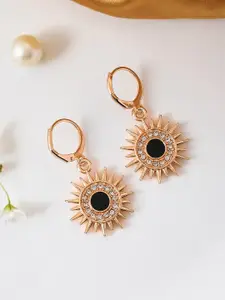 Silvermerc Designs Rose Gold-Plated Cubic Zirconia Studded Classic Drop Earrings