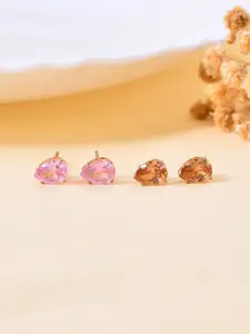 Silvermerc Designs Set Of 2 Rose Gold-Plated Oval Studs Earrings