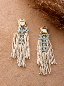 DASTOOR Gold Plated Kundan Drop Earrings