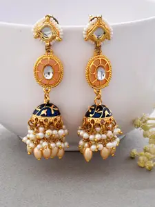 DASTOOR Gold Plated Contemporary Jhumkas
