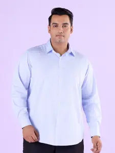 BIG HELLO Plus Size Windowpane Checked Supima Cotton Casual Shirt