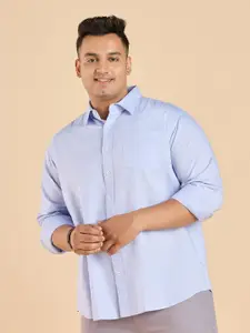 BIG HELLO Plus Size Classic Fit Cotton Linen Casual Shirt