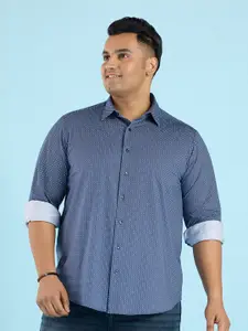 BIG HELLO Plus Size Geometric Printed Cotton Casual Shirt