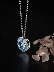 SILBERRY Rhodium-Plated Heart Shaped Pendants with Chains
