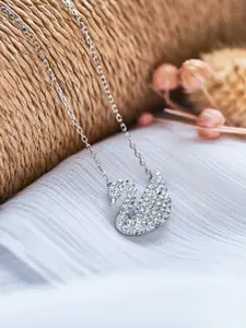 SILBERRY Rhodium-Plated Contemporary Pendants with Chains