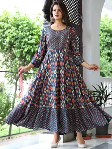 DARVIKAA COLLECTION Ethnic Motifs Printed Gotta Patti A-Line Ethnic Dresses