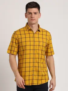 Turtle Relaxed Slim Fit Windowpane Checked Pure Cotton Casual Shirt