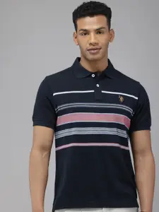 U.S. Polo Assn. Denim Co. Pure Cotton Striped Polo Collar Slim Fit T-shirt