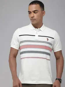 U.S. Polo Assn. Denim Co. Striped Polo Collar Pure Cotton Slim Fit T-shirt