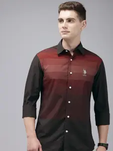 U.S. Polo Assn. Pure Cotton Tailored Fit Opaque Colourblocked Casual Shirt