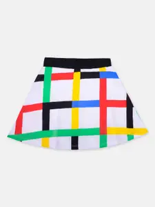 You Got Plan B Girls Checked A-Line Skater Pure Cotton Skirt With Inbuilt Shorties
