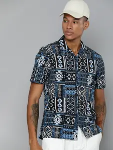 Flying Machine Pure Cotton Geometric Printed Casual Shirt