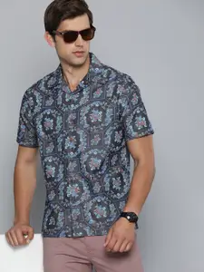 Flying Machine Floral Printed Cuban Collar Pure Cotton Casual Shirt