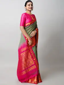 Unnati Silks Woven Design Zari Pure Cotton Handloom Gadwal Saree